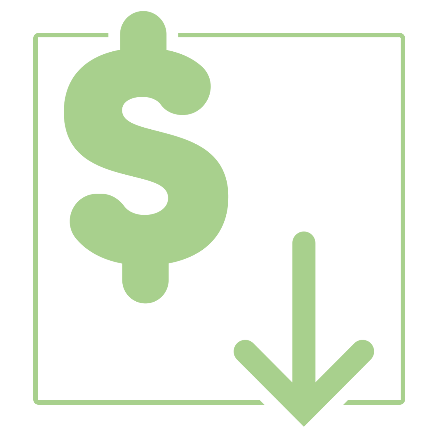 dollar sign with arrow pointing down