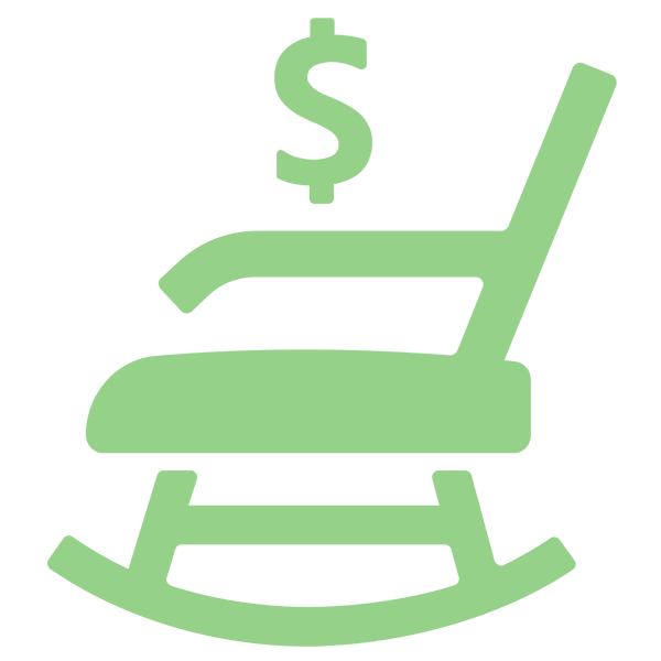 Dollar sign over rocking chair